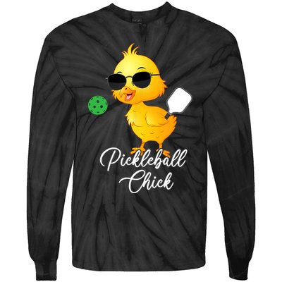 Pickleball Chick, Funny Pickleball Tie-Dye Long Sleeve Shirt