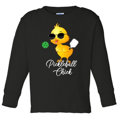 Pickleball Chick, Funny Pickleball TShirt Toddler Long Sleeve Shirt