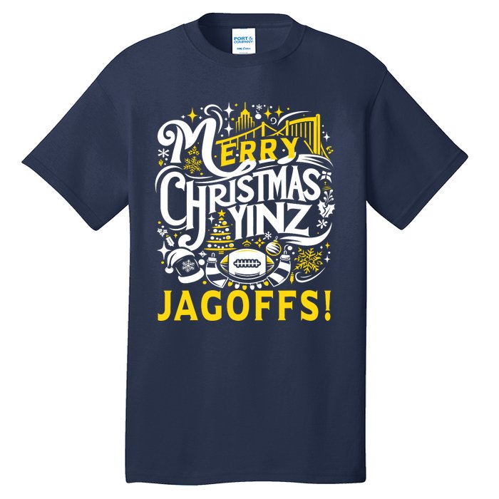 Pittsburgh Christmas Funny Yinz Jagoff Ugly Tall T-Shirt