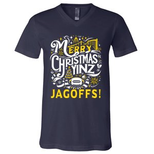 Pittsburgh Christmas Funny Yinz Jagoff Ugly V-Neck T-Shirt