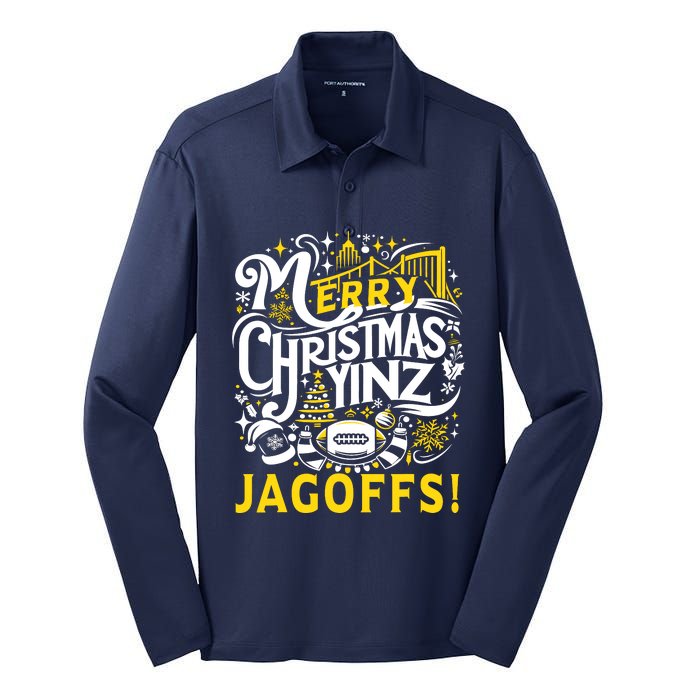 Pittsburgh Christmas Funny Yinz Jagoff Ugly Silk Touch Performance Long Sleeve Polo