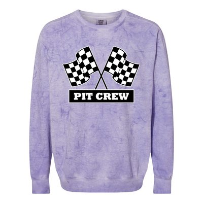 Pit Crew For Racing Party Parents Team Fast Cars Dark Colorblast Crewneck Sweatshirt