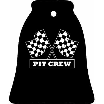 Pit Crew For Racing Party Parents Team Fast Cars Dark Ceramic Bell Ornament