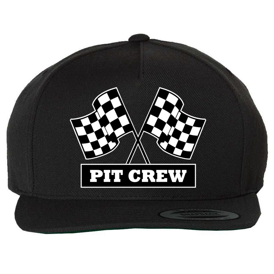 Pit Crew For Racing Party Parents Team Fast Cars Dark Wool Snapback Cap