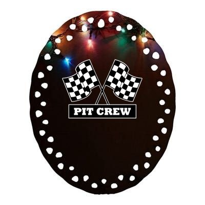 Pit Crew For Racing Party Parents Team Fast Cars Dark Ceramic Oval Ornament