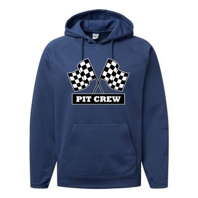 Pit Crew For Racing Party Parents Team Fast Cars Dark Performance Fleece Hoodie