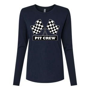 Pit Crew For Racing Party Parents Team Fast Cars Dark Womens Cotton Relaxed Long Sleeve T-Shirt