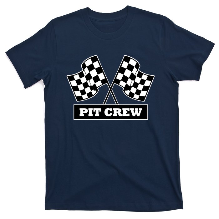 Pit Crew For Racing Party Parents Team Fast Cars Dark T-Shirt