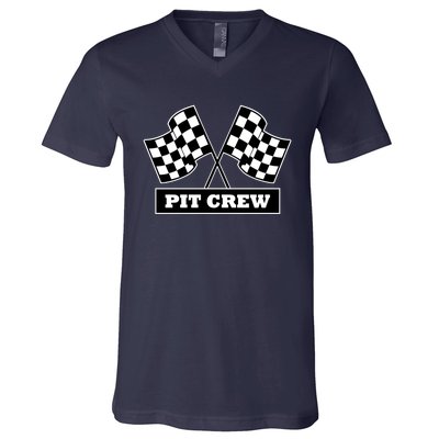 Pit Crew For Racing Party Parents Team Fast Cars Dark V-Neck T-Shirt