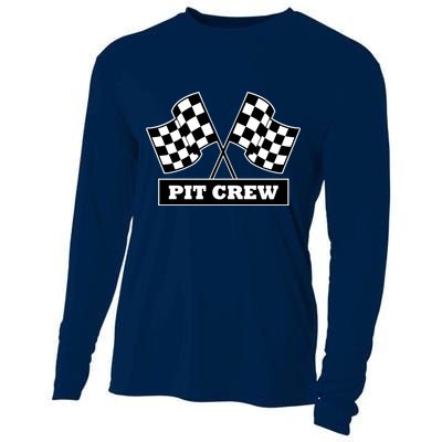 Pit Crew For Racing Party Parents Team Fast Cars Dark Cooling Performance Long Sleeve Crew