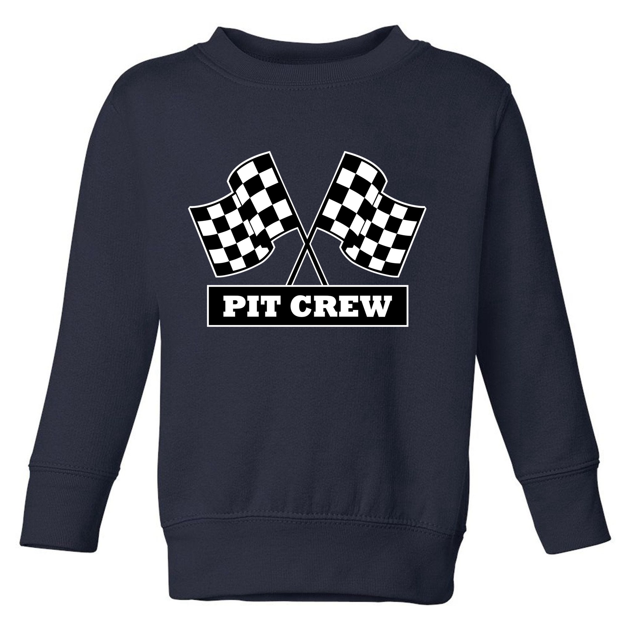 Pit Crew For Racing Party Parents Team Fast Cars Dark Toddler Sweatshirt