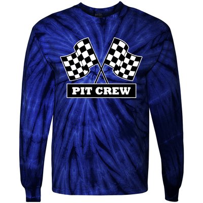 Pit Crew For Racing Party Parents Team Fast Cars Dark Tie-Dye Long Sleeve Shirt