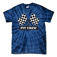 Pit Crew For Racing Party Parents Team Fast Cars Dark Tie-Dye T-Shirt