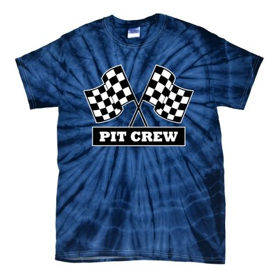 Pit Crew For Racing Party Parents Team Fast Cars Dark Tie-Dye T-Shirt