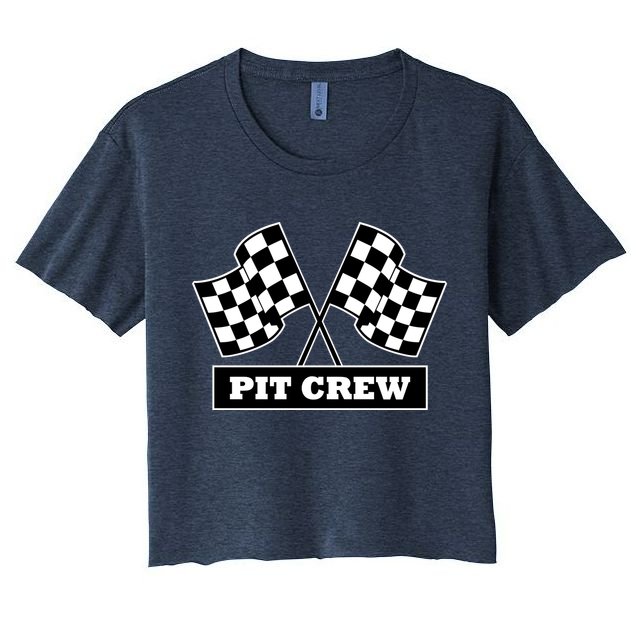 Pit Crew For Racing Party Parents Team Fast Cars Dark Women's Crop Top Tee