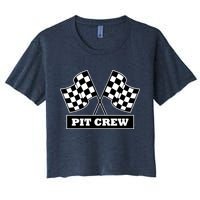 Pit Crew For Racing Party Parents Team Fast Cars Dark Women's Crop Top Tee