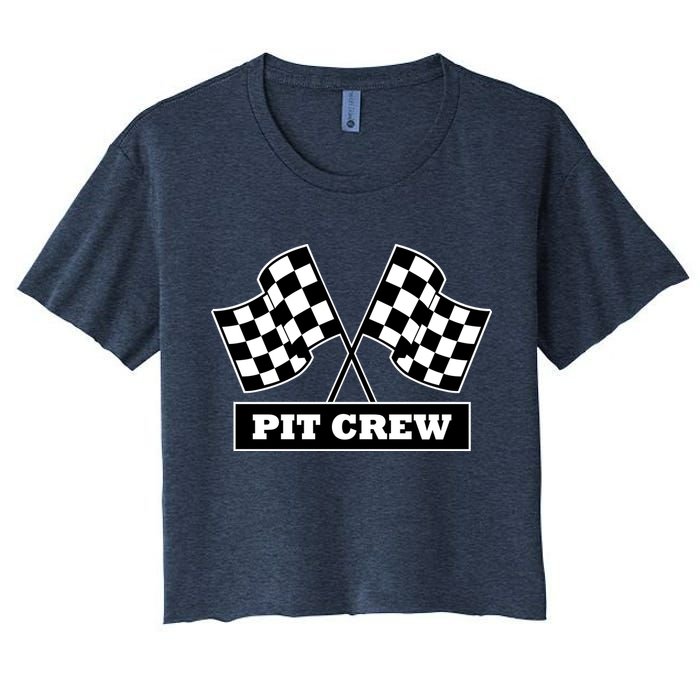 Pit Crew For Racing Party Parents Team Fast Cars Dark Women's Crop Top Tee