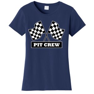 Pit Crew For Racing Party Parents Team Fast Cars Dark Women's T-Shirt