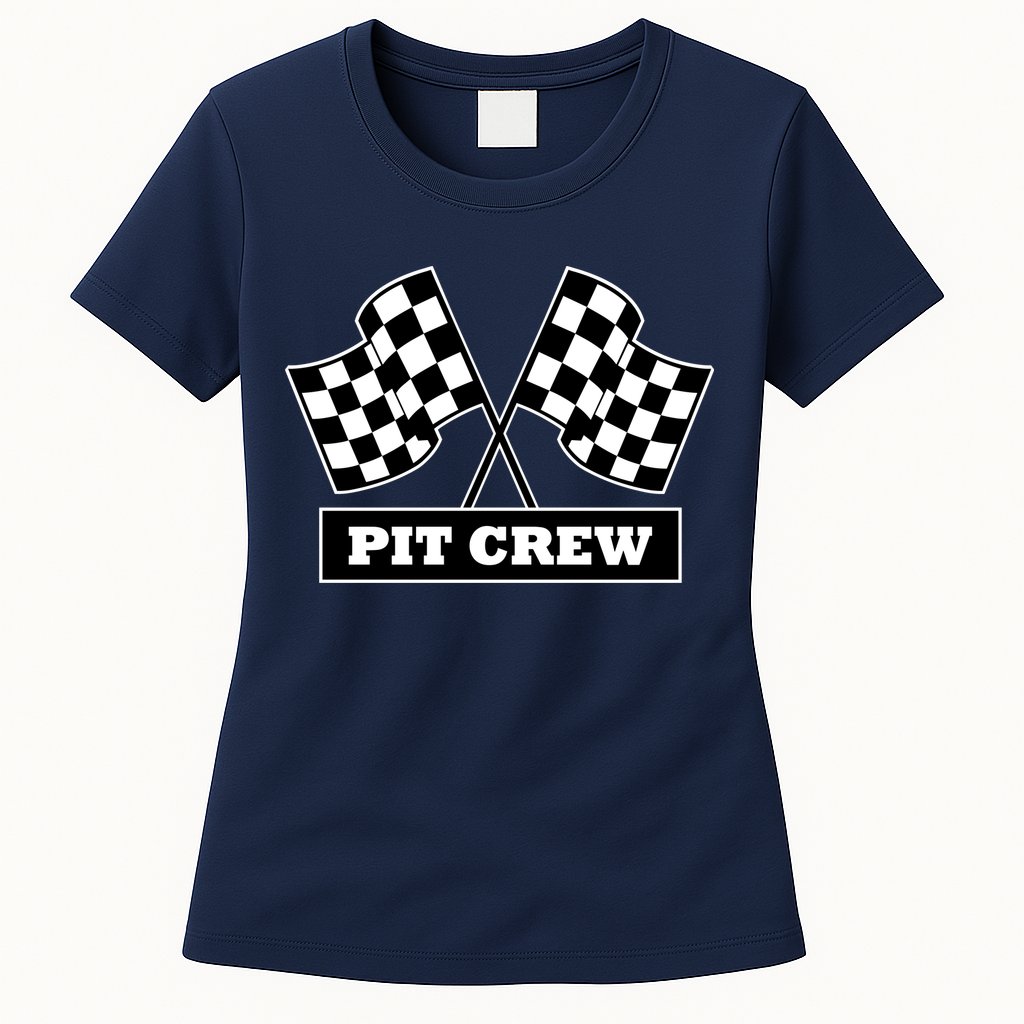 Pit Crew For Racing Party Parents Team Fast Cars Dark Womens T-Shirt