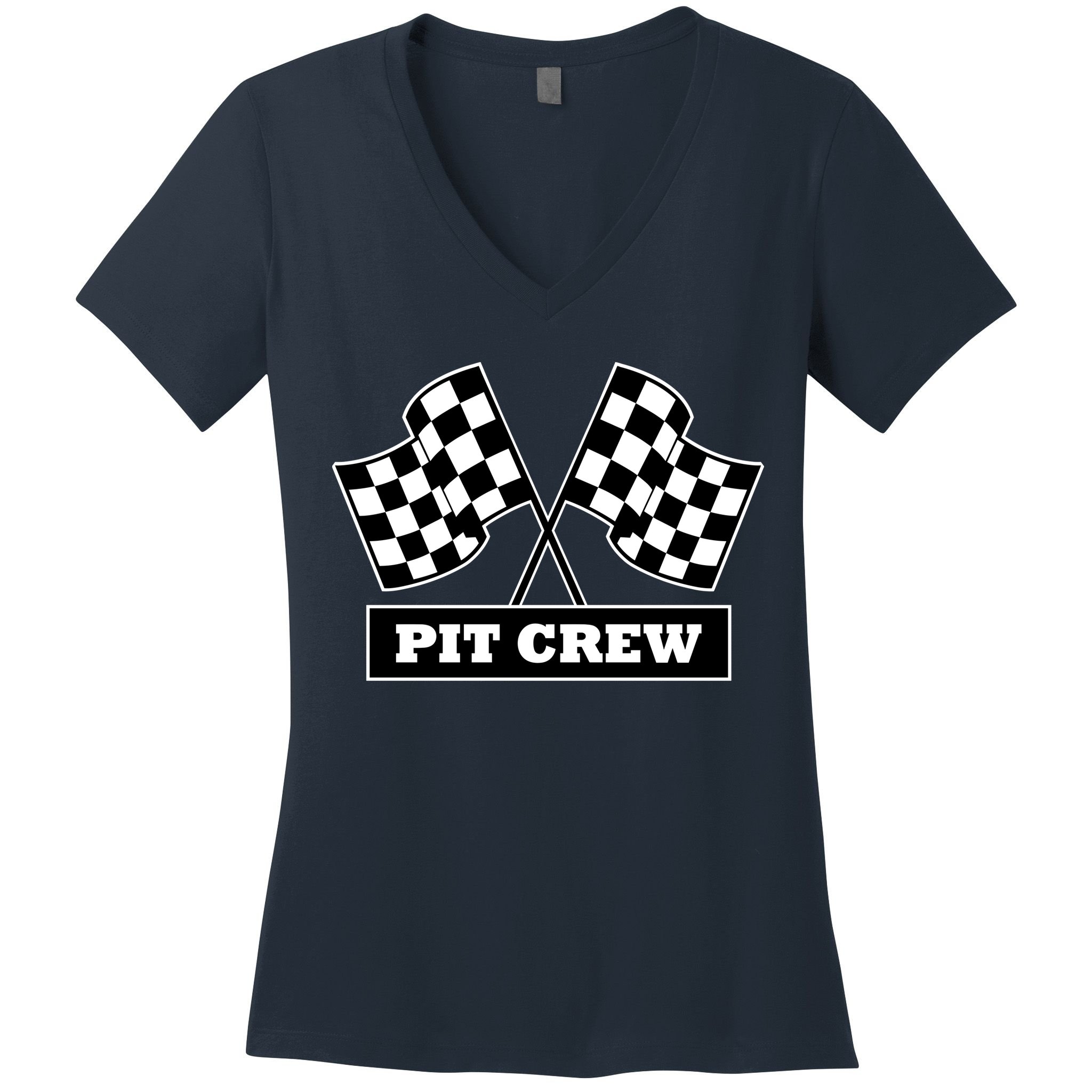 Pit Crew For Racing Party Parents Team Fast Cars Dark Women's V-Neck T-Shirt