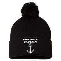 Pontoon Captain Funny Pontoon Pom Pom 12in Knit Beanie