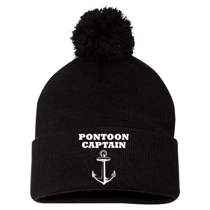 Pontoon Captain Funny Pontoon Pom Pom 12in Knit Beanie