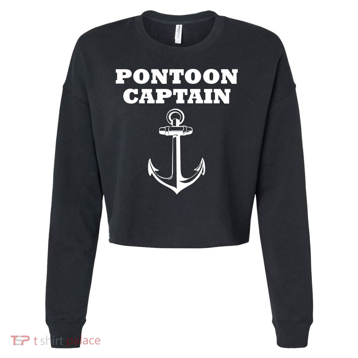 Pontoon Captain Funny Pontoon Cropped Pullover Crew