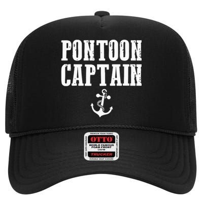 Pontoon Captain Funny Pontoon High Crown Mesh Back Trucker Hat