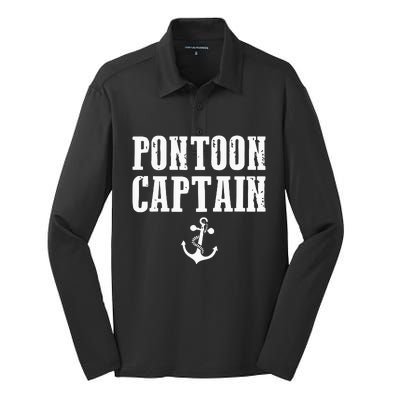 Pontoon Captain Funny Pontoon Silk Touch Performance Long Sleeve Polo