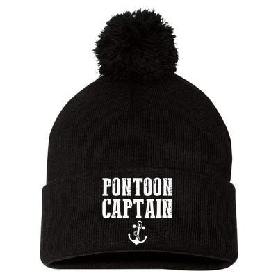 Pontoon Captain Funny Pontoon Pom Pom 12in Knit Beanie