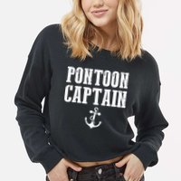 Pontoon Captain Funny Pontoon Cropped Pullover Crew