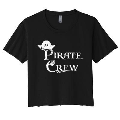 Pirate Crew Funny Halloween Costume Women's Crop Top Tee