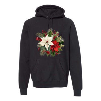 Poinsettia Christmas Flower Premium Hoodie