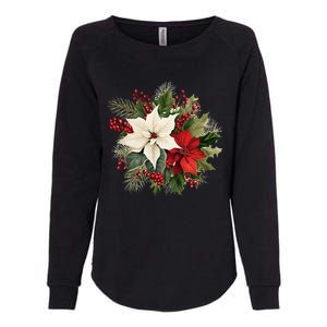 Poinsettia Christmas Flower Womens California Wash Sweatshirt