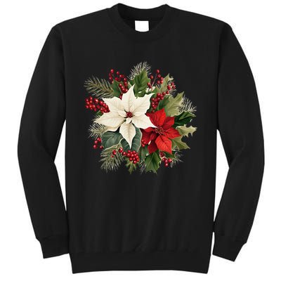 Poinsettia Christmas Flower Tall Sweatshirt