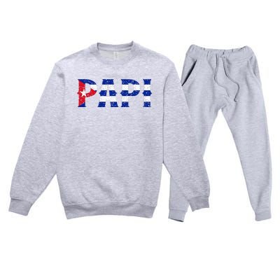 Papi Cuban Flag Cuba Proud FatherS Day Premium Crewneck Sweatsuit Set