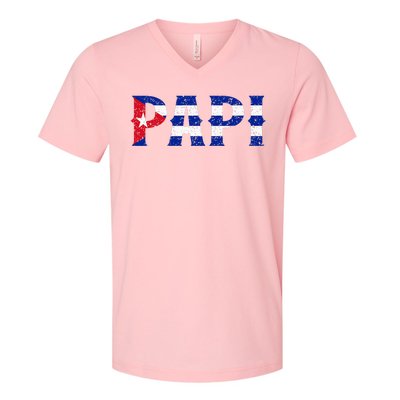 Papi Cuban Flag Cuba Proud FatherS Day V-Neck T-Shirt