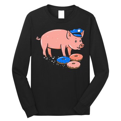 Pig Cop Funny Police Officer Doughnut Gift Long Sleeve Shirt