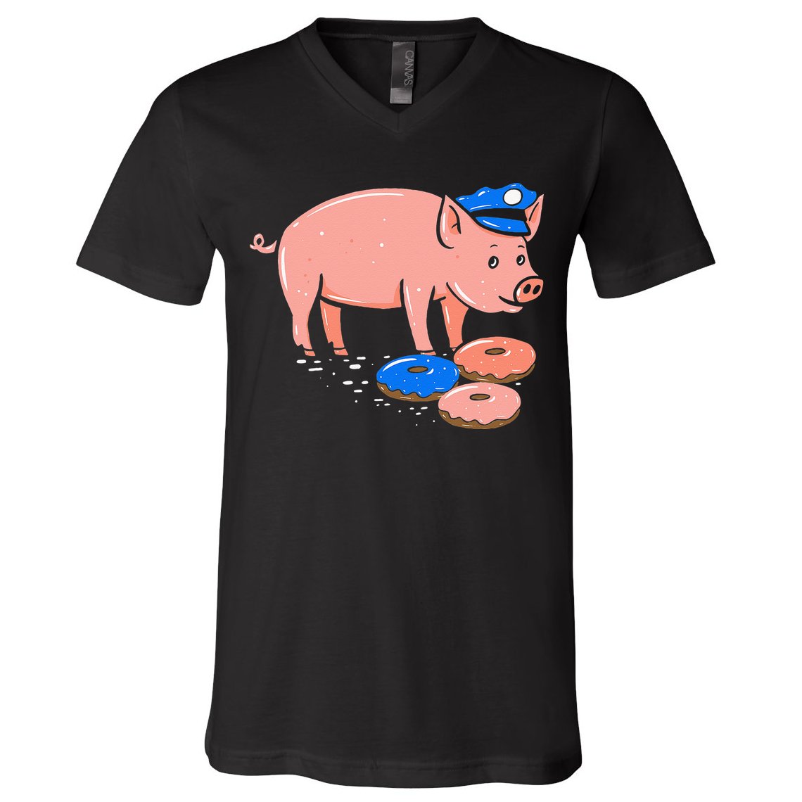 Pig Cop Funny Police Officer Doughnut Gift V-Neck T-Shirt
