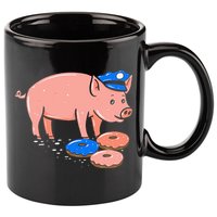 Pig Cop Funny Police Officer Doughnut Gift 11oz C Handle Ceramic Mug