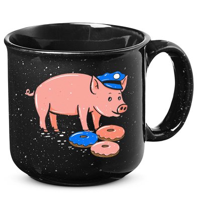 Pig Cop Funny Police Officer Doughnut Gift 15oz Campfire Ceramic Mug