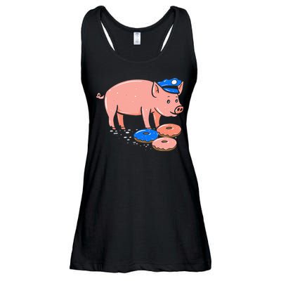 Pig Cop Funny Police Officer Doughnut Gift Ladies Essential Flowy Tank