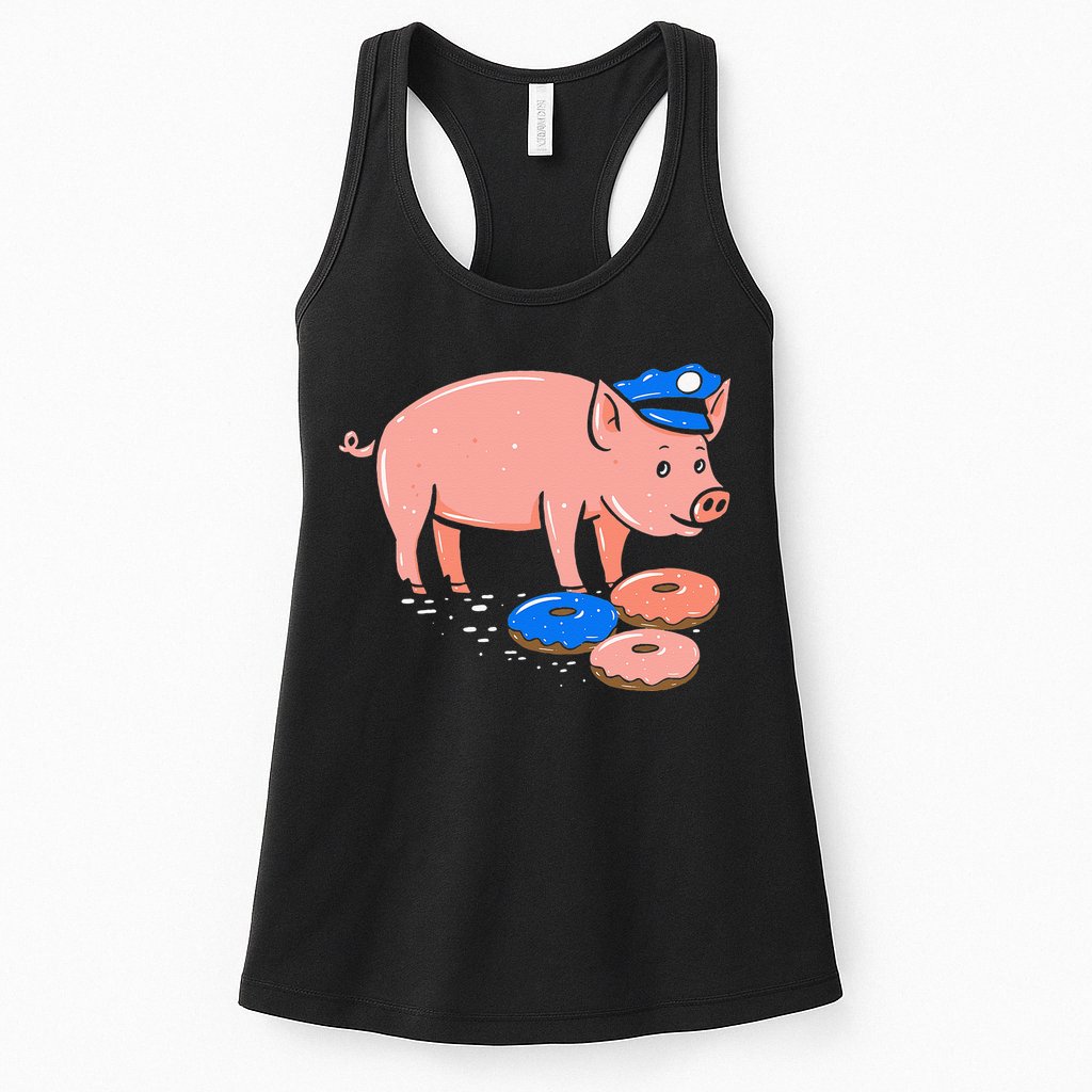 Pig Cop Funny Police Officer Doughnut Gift Womens Tank Top