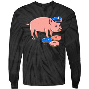 Pig Cop Funny Police Officer Doughnut Gift Tie-Dye Long Sleeve Shirt