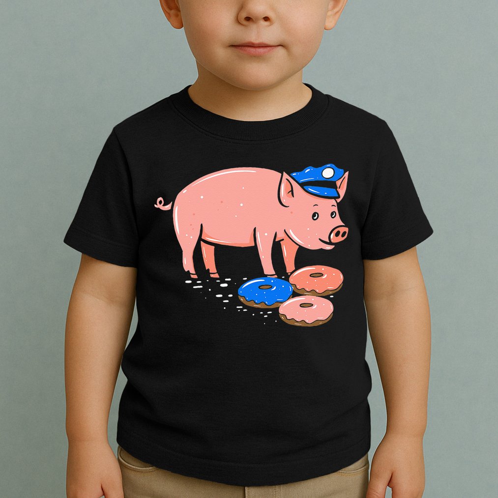 Pig Cop Funny Police Officer Doughnut Gift Toddler T-Shirt