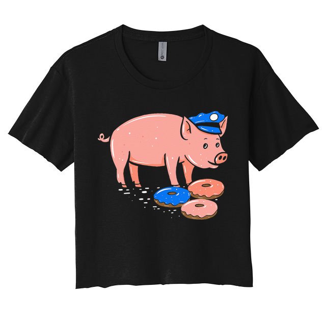 Pig Cop Funny Police Officer Doughnut Gift Crop Top
