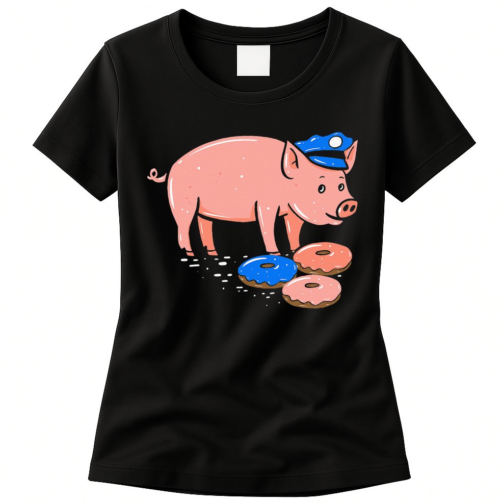 Pig Cop Funny Police Officer Doughnut Gift Womens T-Shirt