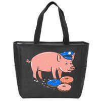 Pig Cop Funny Police Officer Doughnut Gift Zip Tote Bag