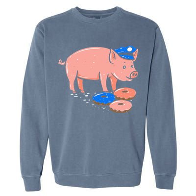 Pig Cop Funny Police Officer Doughnut Gift Garment-Dyed Sweatshirt
