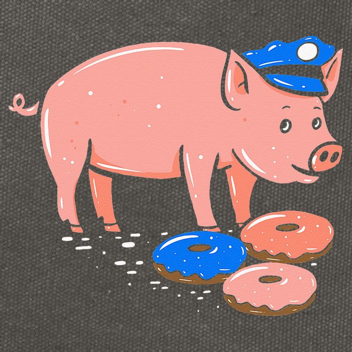 Pig Cop Funny Police Officer Doughnut Gift Cotton Canvas Backpack